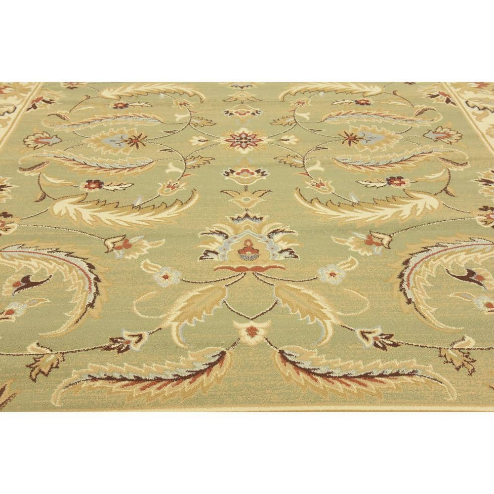 Green and Beige Rectangular Synthetic 9' x 12' Area Rug