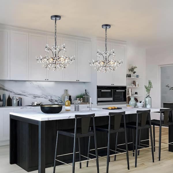 chandelierデスク TOCHIC Crystal Dining Room Chandelier Over Table, Black Linear