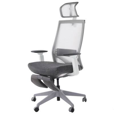 Ergonomic Grey Office Mesh Task Chair with Adjustable Footrest