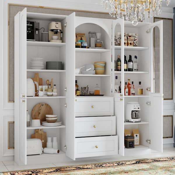 FUFU&GAGA 70.9 in. Tall 13-Shelf White Wood Standard Bookcase with