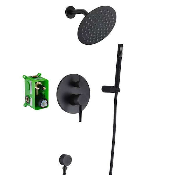 Modern 1-Handle 1-Spray Shower Faucet 1.8 GPM with Hand Shower in Matte Black (Valve Included)