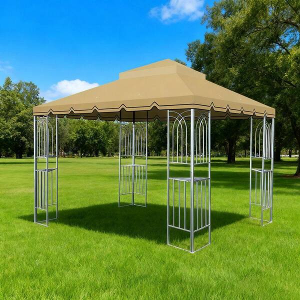 Otryad 10 x 10 ft. Khaki Polyester Patio Gazebo Replacement Canopy