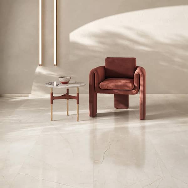 Crema Marfil 24 in. x 48 in. Polished Crema Marfil Porcelain Tile (15.5 sq. ft./Case)