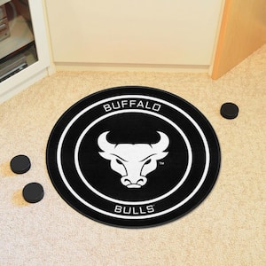 Buffalo Black 2 ft. Round Hockey Puck Accent Rug