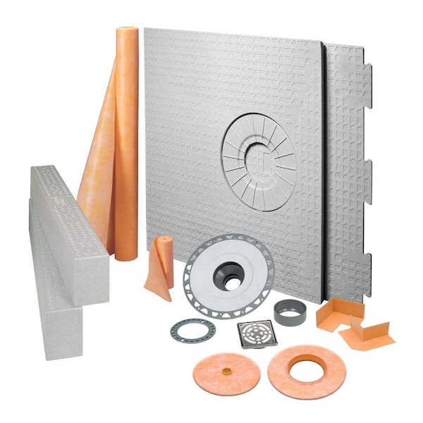 Schluter Systems Kerdi-Shower 32 in. x 60 in. Off-Center Shower Kit in PVC with Stainless Steel Drain Grate