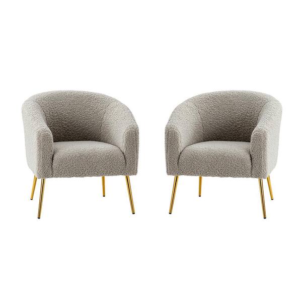 JAYDEN CREATION Bolzano Grey Barrel Chair with Metal Legs (Set of 2)