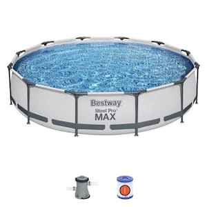 Steel Pro Max 12 ft. x 30 in. Frame Round Above Ground Swimming Pool w/Pump