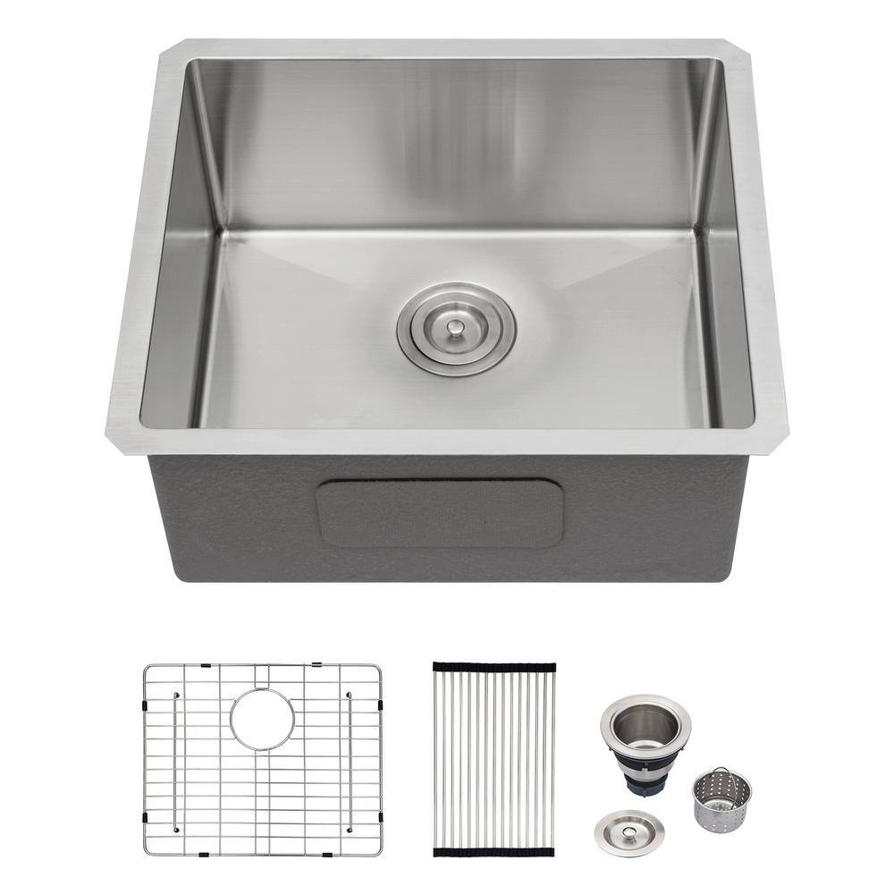 21 in. Undermount Single Bowl 18-Gauge Brushed Nickel Stainless Steel Kitchen Sink with Bottom Grids price history on PriceWatchPro