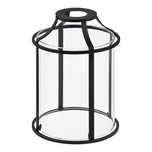 2-1/4 in. Matte Black Metal Lantern with Clear Glass Pendant Light Shade