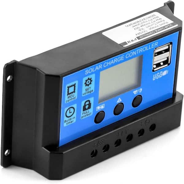 Jadeshay 30A Solar Charge Controller,12V/24V PWM Solar Panel Charger