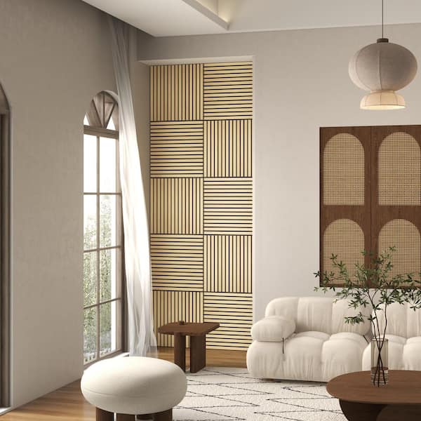 Wooakway 24 in. x 24 in. Natural Wood 4-Piece Acoustic Soundproof