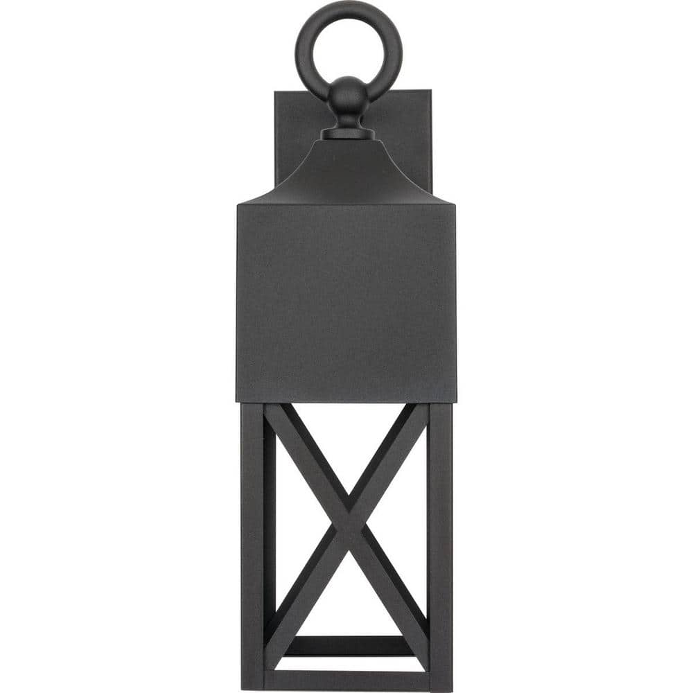 Textured Black and Antique Bronze Outdoor Wall Lantern with Geometric Cage