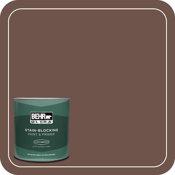 BEHR ULTRA 1 qt. #N150-6 Coffee Beans Extra Durable Semi-Gloss Enamel Interior Paint & Primer