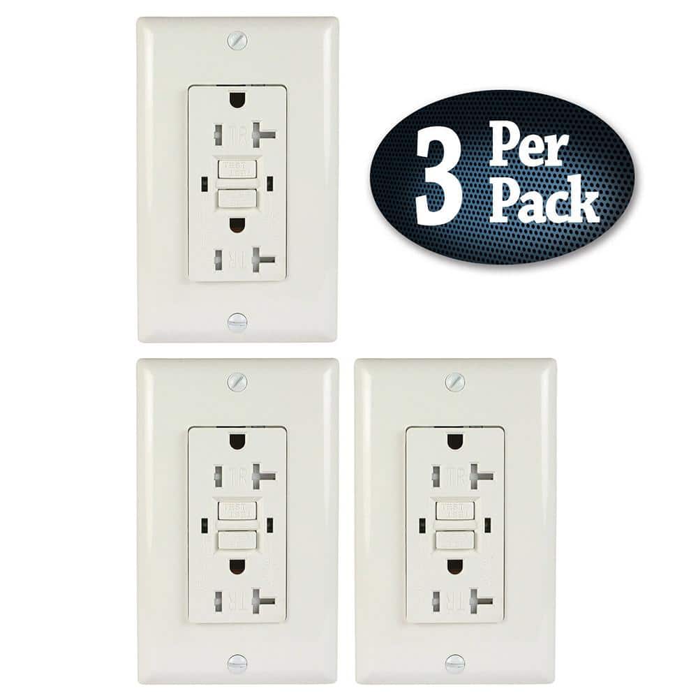 White Wall Receptacle with 2 free Wall Plates LASOCKETS 20A 125V Tamper Resistant GFCI Standard Wall Sockets,Commercial Grade GFCI 20 Amp TR Wall Outlet ETL Listed 