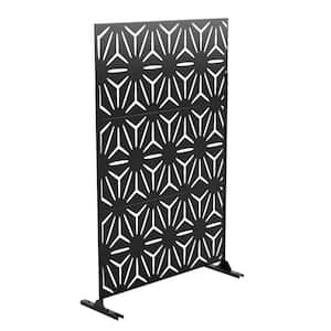 76 in. W x 47 in. H Black 3-Panel Privacy Screen Room Dividers