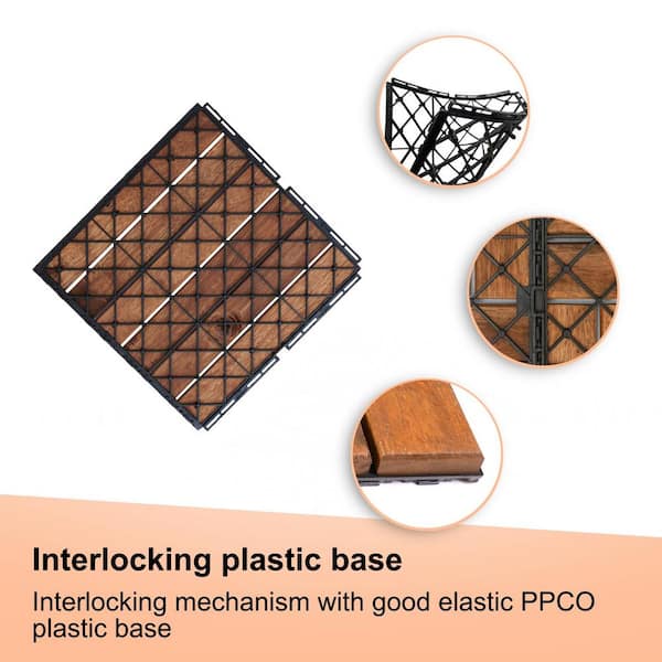 Tidoin Outdoor 1 ft. x 1 ft. Solid Wood Deck Tile in Brown(30 Per Box)