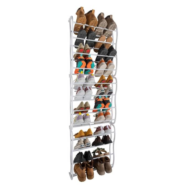 71.26 in. H 24-Pair White Plastic Hanging Shoe Organizer