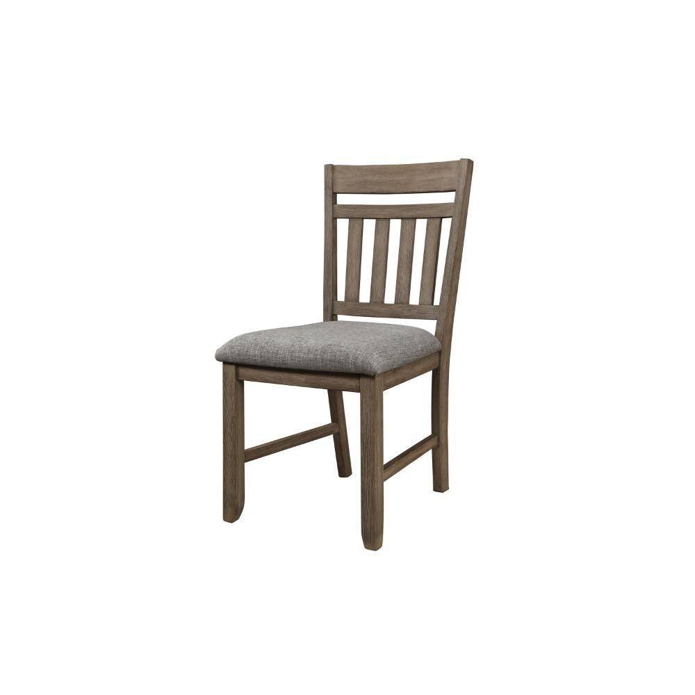 Harris Walnut Brown and Gray Fabric Solid back Dining Chair (Set of 2)
