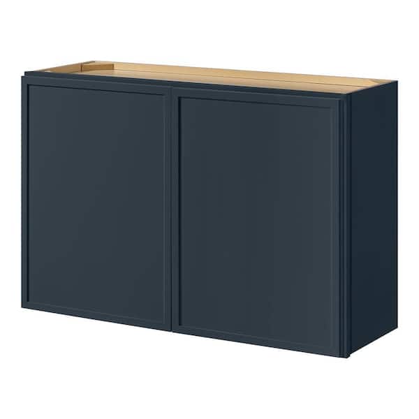 Leyton 36 in. W x 12 in. D x 24 in. H Ready to Assemble Plywood Slim Shaker Wall Bridge Kitchen Cabinet in Ink Blue