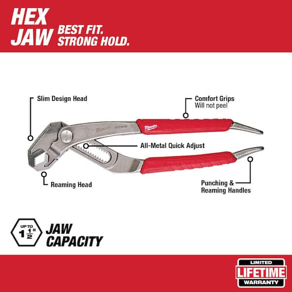 Details about   Milwaukee 48-22-6208 8 Inch V-Jaw Hex Pliers w/ Reaming Head 