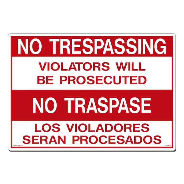 Lynch Sign 20 in. x 14 in. No Trespassing - No Traspase Sign Printed on More Durable, Thicker, Longer Lasting Styrene Plastic