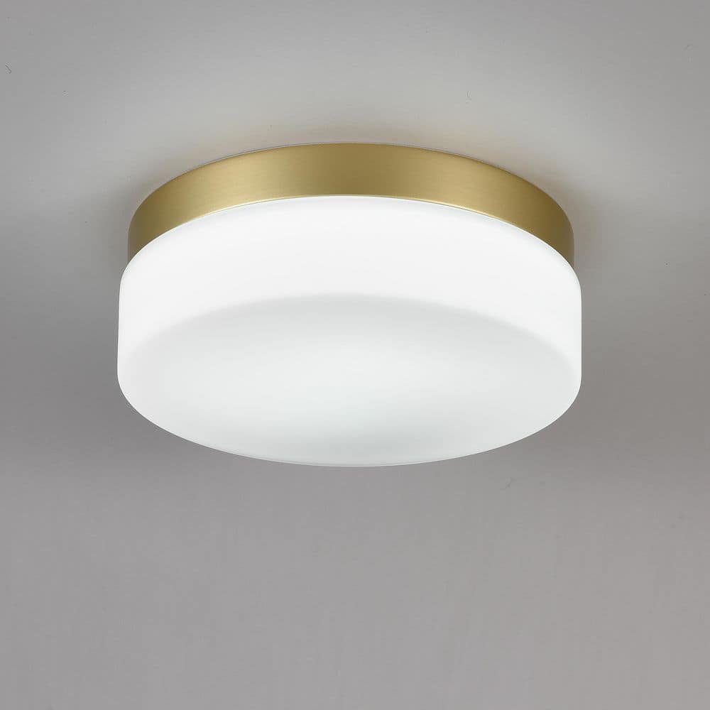 24W 5CCT 11.4 in. Gold and White LED Flush Mount Ceiling Light Fixture with White Glass Shade price history on PriceWatchPro