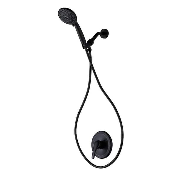 AVITAS Matte Black Single Handle 7-Spray Shower Faucet 1.8 GPM with Solid Brass Pressure Balance Valve Included
