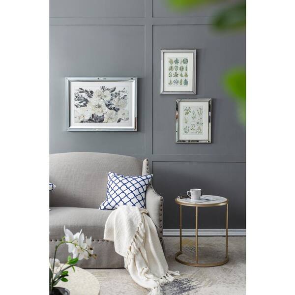 A&B Home Glamour Crystal Mirror Framed Wall Art - Grey/Cream