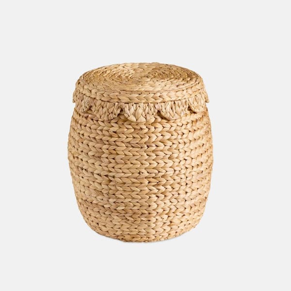 Brown 17 in. x 19.5 in. Wicker Decorative Basket with Lid