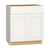 Hampton Bay Westfield Feather White Shaker Stock Sink Base Kitchen Cabinet (30 in. W x 23.75 in. D x 35 in. H) F11SB30B