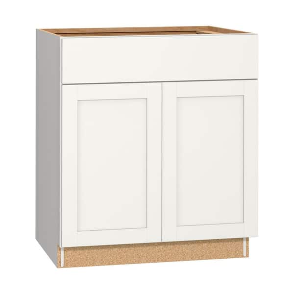 Westfield Feather White Shaker Stock Sink Base Kitchen Cabinet (30 in. W x 23.75 in. D x 35 in. H)