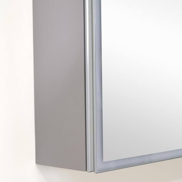 ANGELES HOME 30 in. W x 28 in. H Grey Solid Wood Surface Mount LED 