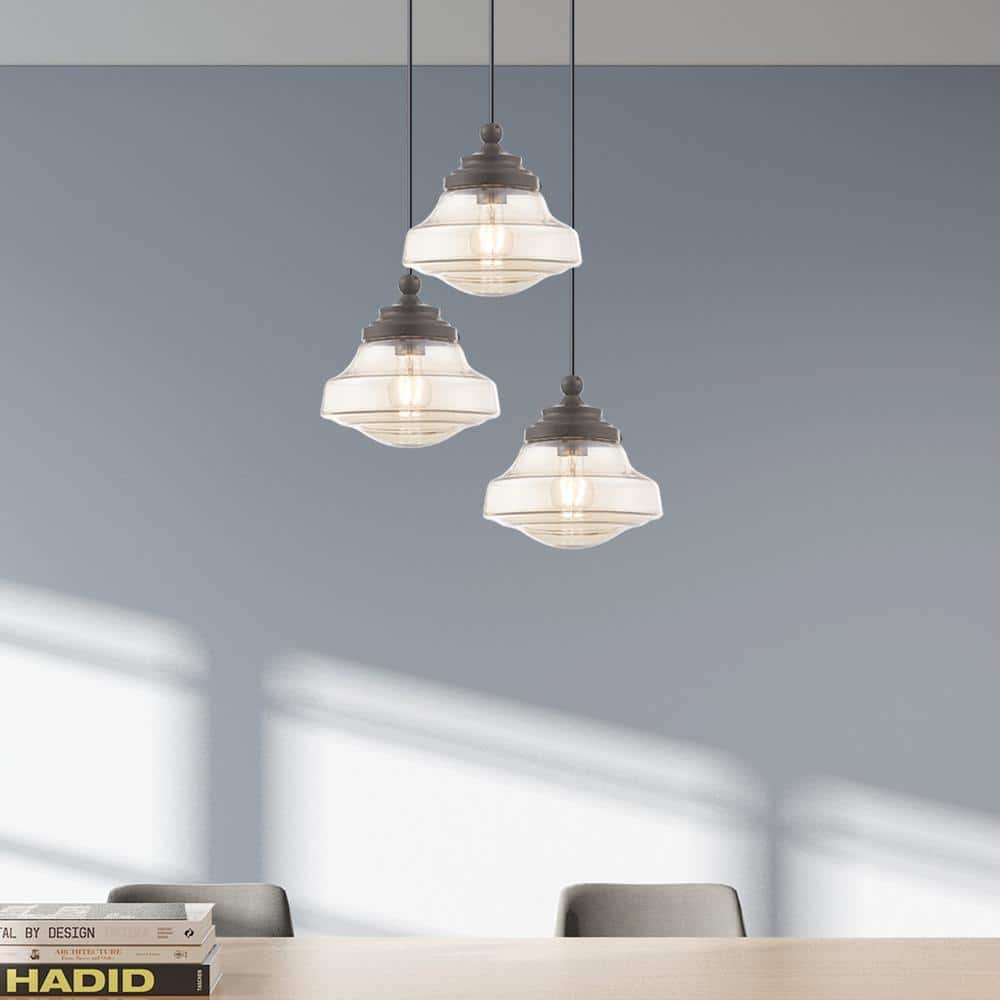 English Bronze Mini Pendant with Champagne Glass Shade