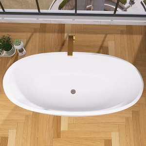 67 in. x 29.5 in. Acrylic Soaking Bathtub with Integrated Slotted Overflow, Pop-Up Drain Anti-Clogging in White
