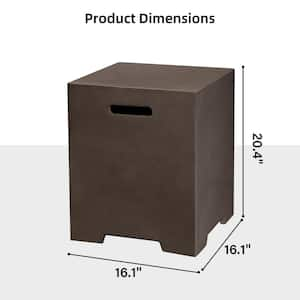 20 in. Dark Brown Square Concrete Outdoor Propane Tank Cover Table Outdoor Side Table