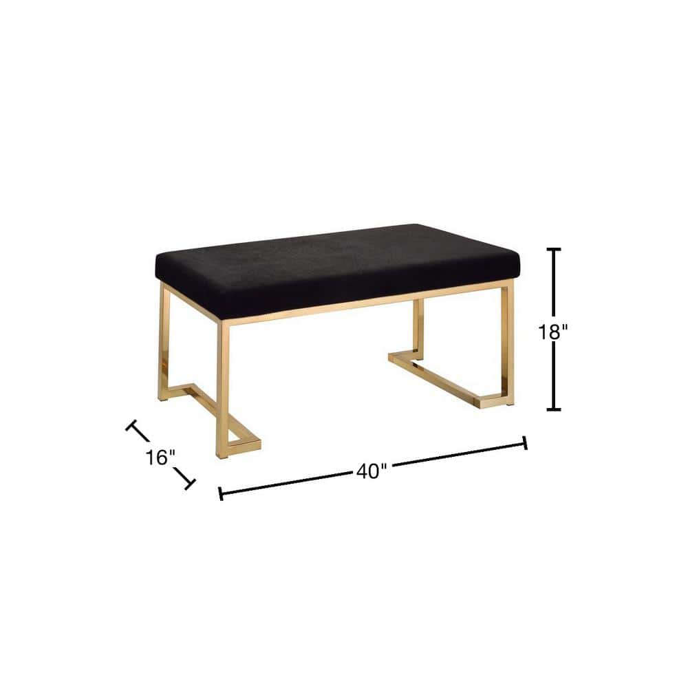 Black Polyester Bench with Champagne Gold Metal Base