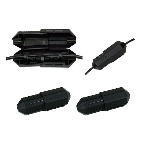 CordSafe Extension Cord Safety Cover, Plug Protector for Lights, Power Tools, Weather Resistant, Indoor/Outdoor, Black 2-Pack