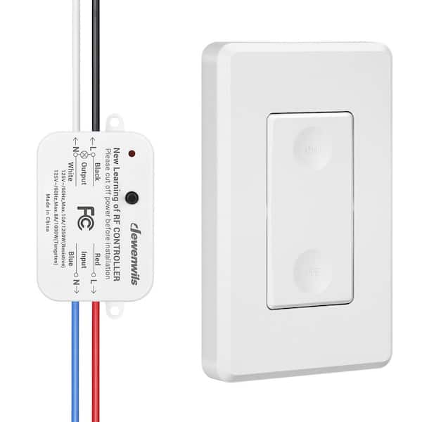 125-Volt Wireless Remote Control Light Switch and Receiver Kit for Ceiling Lights, Fans, Lamps, 100 ft. RF Range