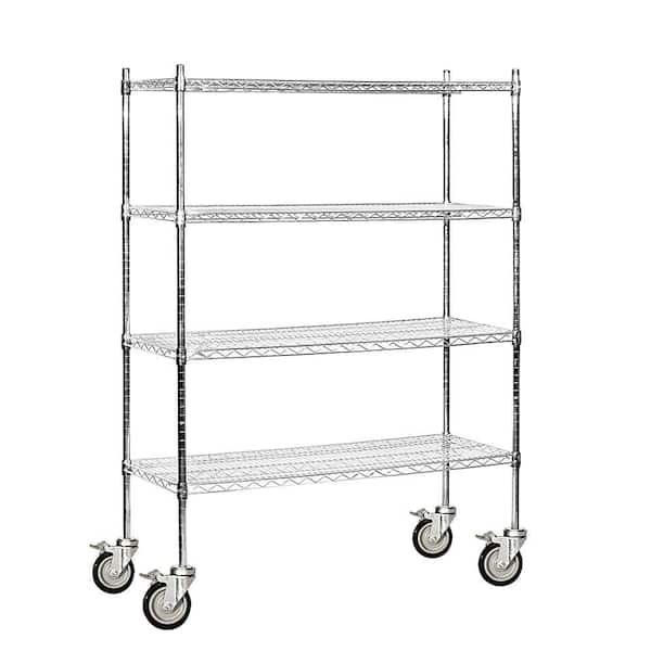 Salsbury Industries Chrome 3-Tier Rolling Welded Wire Shelving Unit (48 in. W x 69 in. H x 18 in. D)