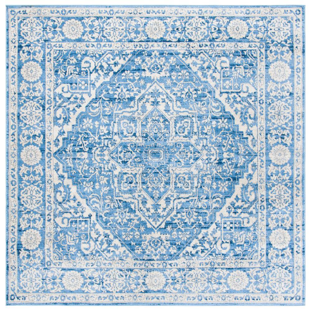 Brentwood Ivory/Navy 5 ft. x 5 ft. Distressed Border Medallion Square Area Rug price history on PriceWatchPro