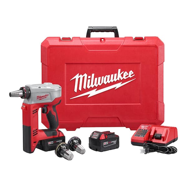 Milwaukee M18 18 Volt Lithium Ion Cordless 3 8 in. to 1 1 2 in Expansion Tool Kit with 3 Heads Two 3.0Ah Batteries 2632 22XC The Home Depot