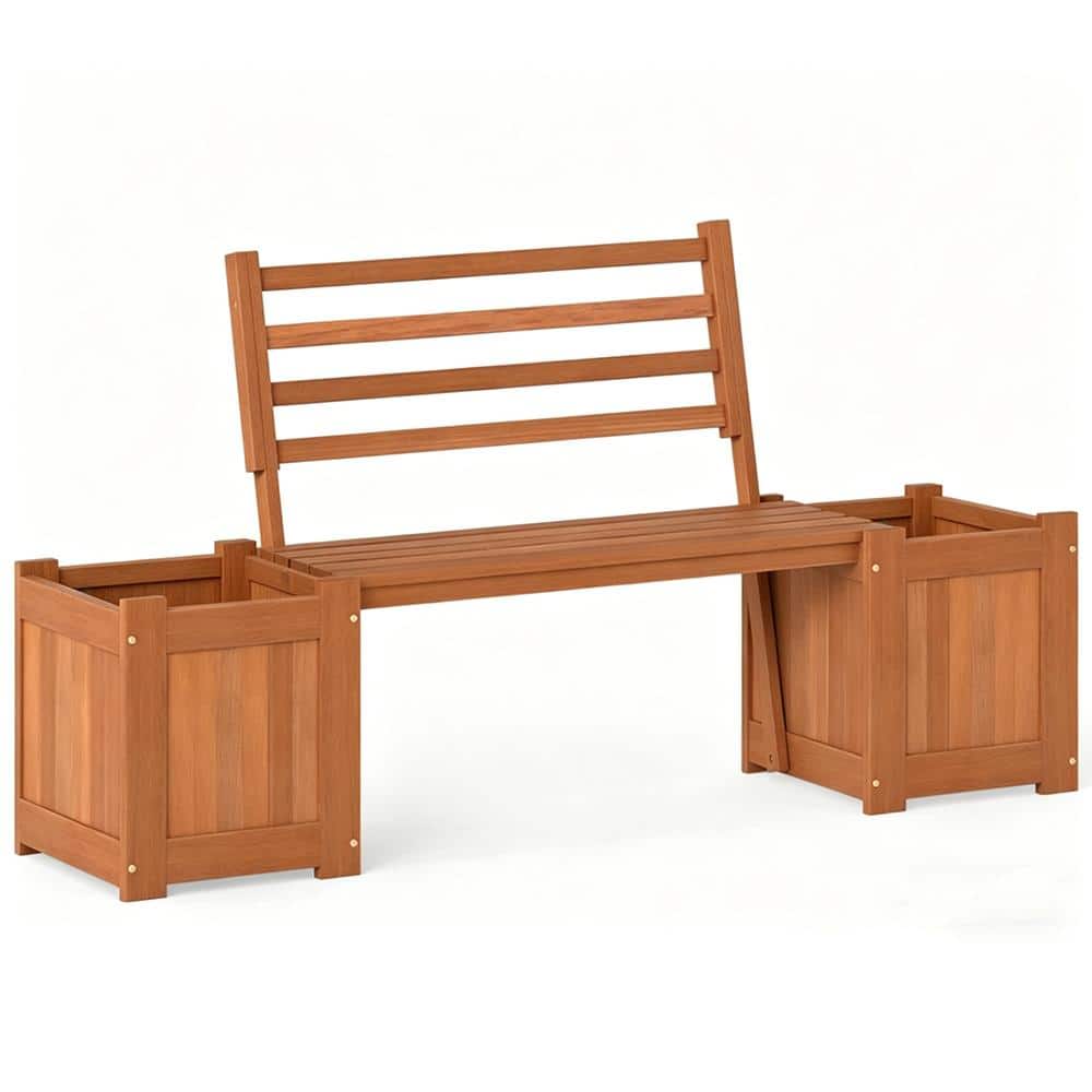 Wood Planter Box with Bench and Backrest for Outdoor Garden and Patio price history on PriceWatchPro