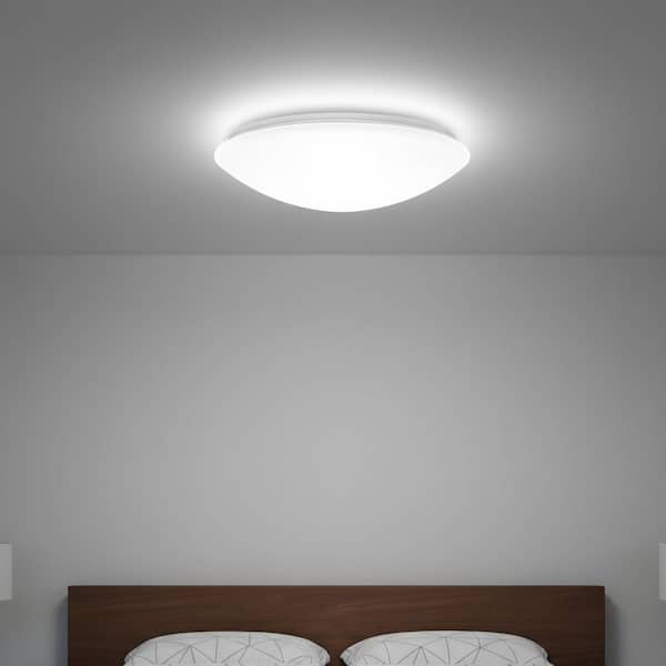 13 in.ETL White Dimmable LED Flush Mount Ceiling Light with White Shade Daylight White 6000K for Bedroom Living Room