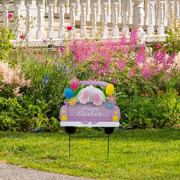 Northlight Back Seat Bunny Happy Easter Outdoor Garden Stake-14 in