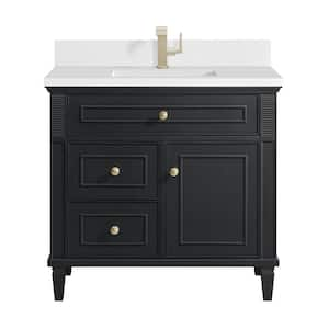 Lorelai 36.0 in. W x 23.5 in. D x 34.06 in. H Single Bathroom Vanity in Black Onyx with White Zeus  Quartz Top