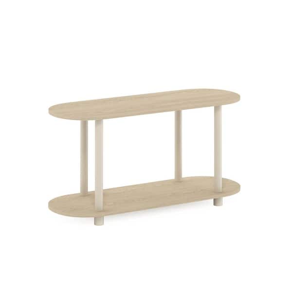 Furinno Turn-N-Tube 31.5 in. Bauhaus Oak/Beige Oval Wood No Tools Modern End Table