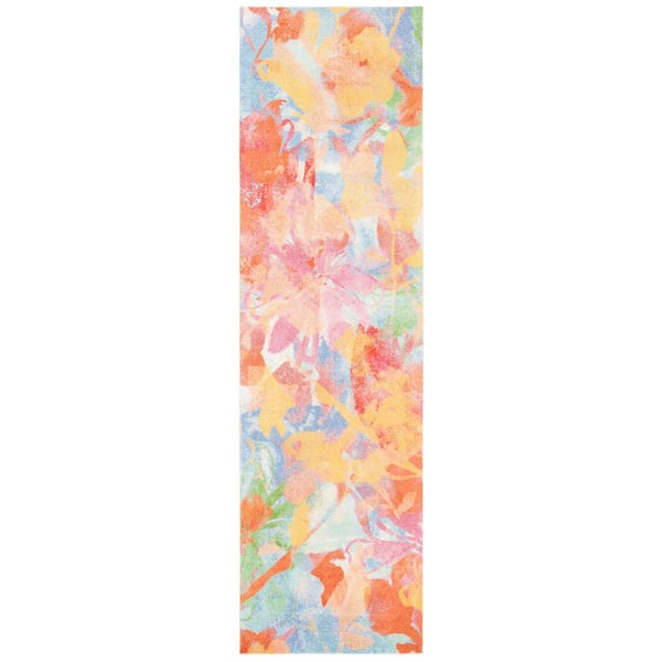 Florist 2 ft. x 8 ft. Yellow/Plum Floral Abstract Runner Rug