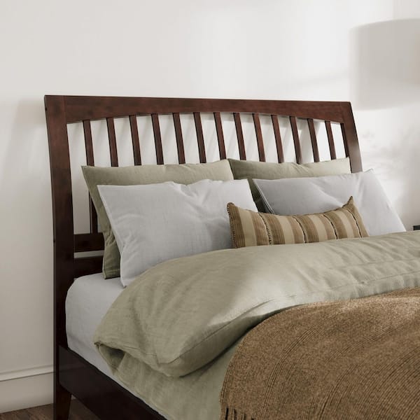 AFI Orleans Walnut Brown Queen Sleigh Solid Wood Slat Headboard