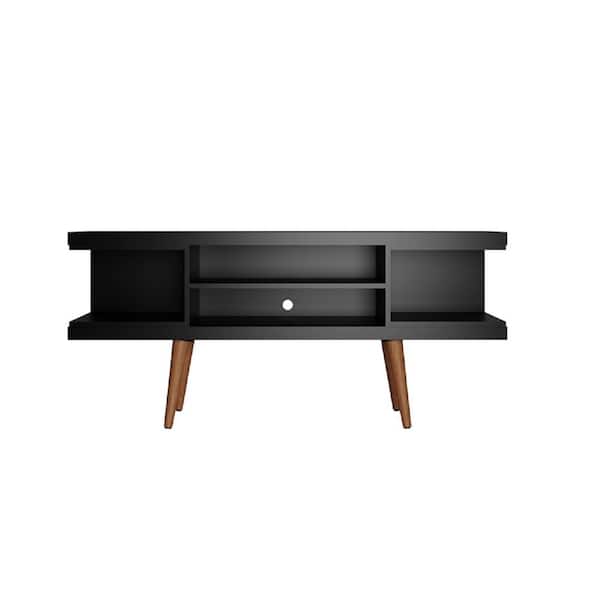 Manhattan Comfort Utopia 53.14 in. Black Composite TV Stand Fits TVs Up to 50 in. with Cable Management