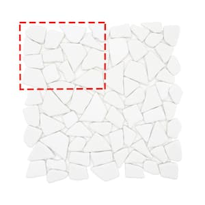 Pebble White 6 in. x 6 in. Recycled Glass Marble Looks Mesh-Mounted Floor and Wall Mosaic Tile (Sample 0.25 sq. ft.)
